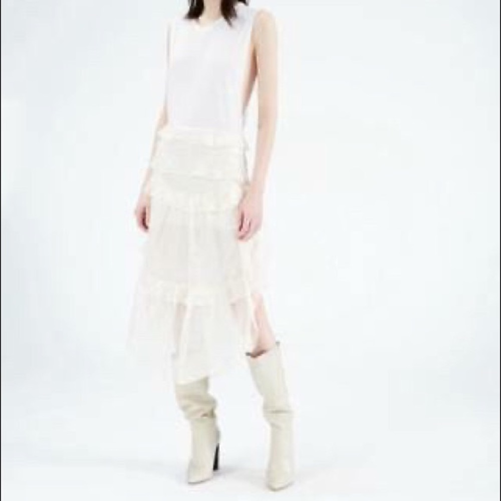 IRO midi high low white silk skirt size 38